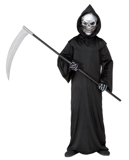 Sensenmann Kinderkostüm mit Totenschädel Maske