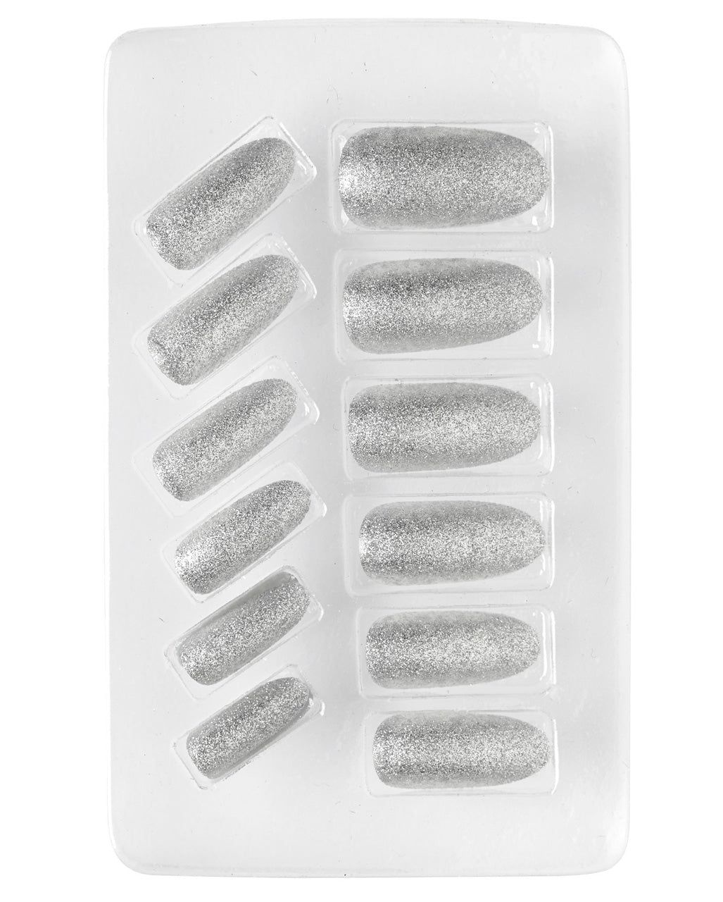 Glitzer Fingernägel Silber Selbstklebend 12 St.