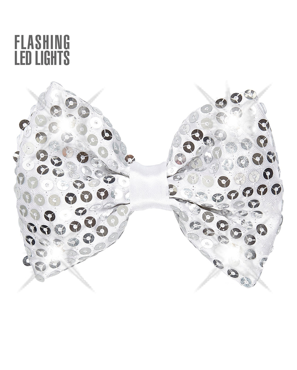LED Pailletten Fliege Silber