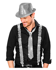 Paillettenhosenträger Silber