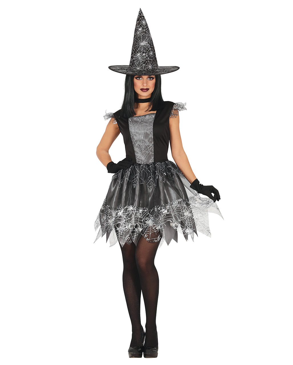 Spinnenhexe Kostüm für Damen Silber
