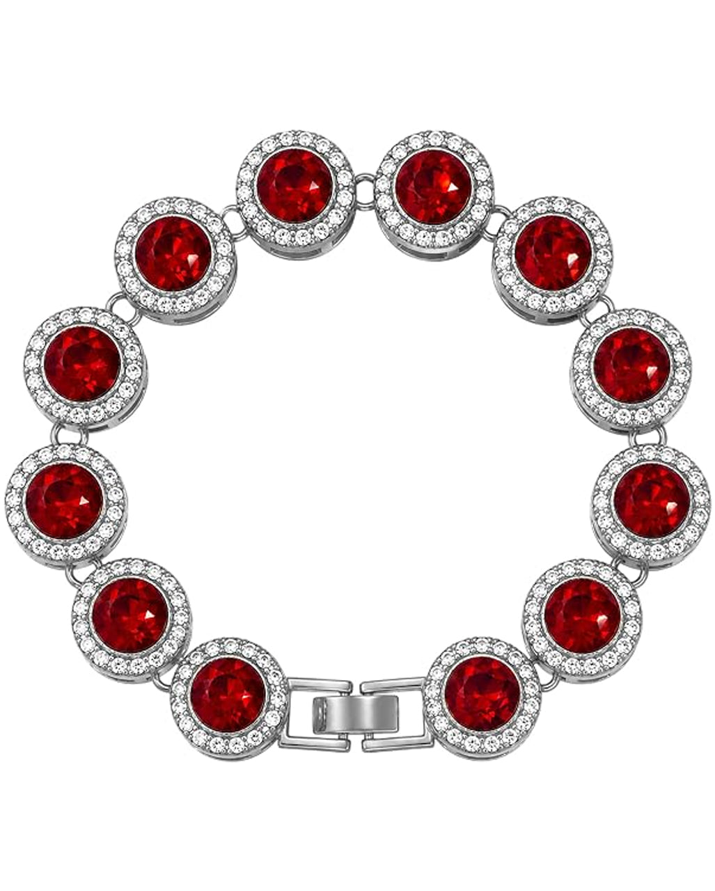 Strassarmband mit Schmucksteinen Silber-Rot