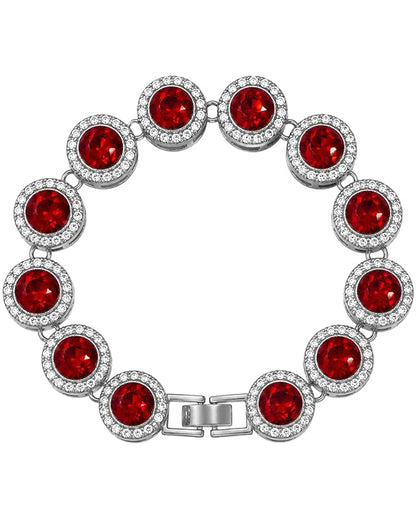 Strassarmband mit Schmucksteinen Silber-Rot