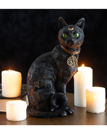 Katze mit Halbmond sitzend 29cm