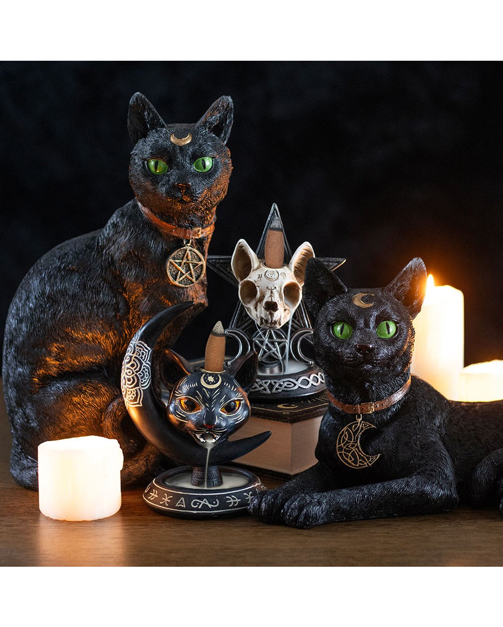 Katze mit Halbmond sitzend 29cm