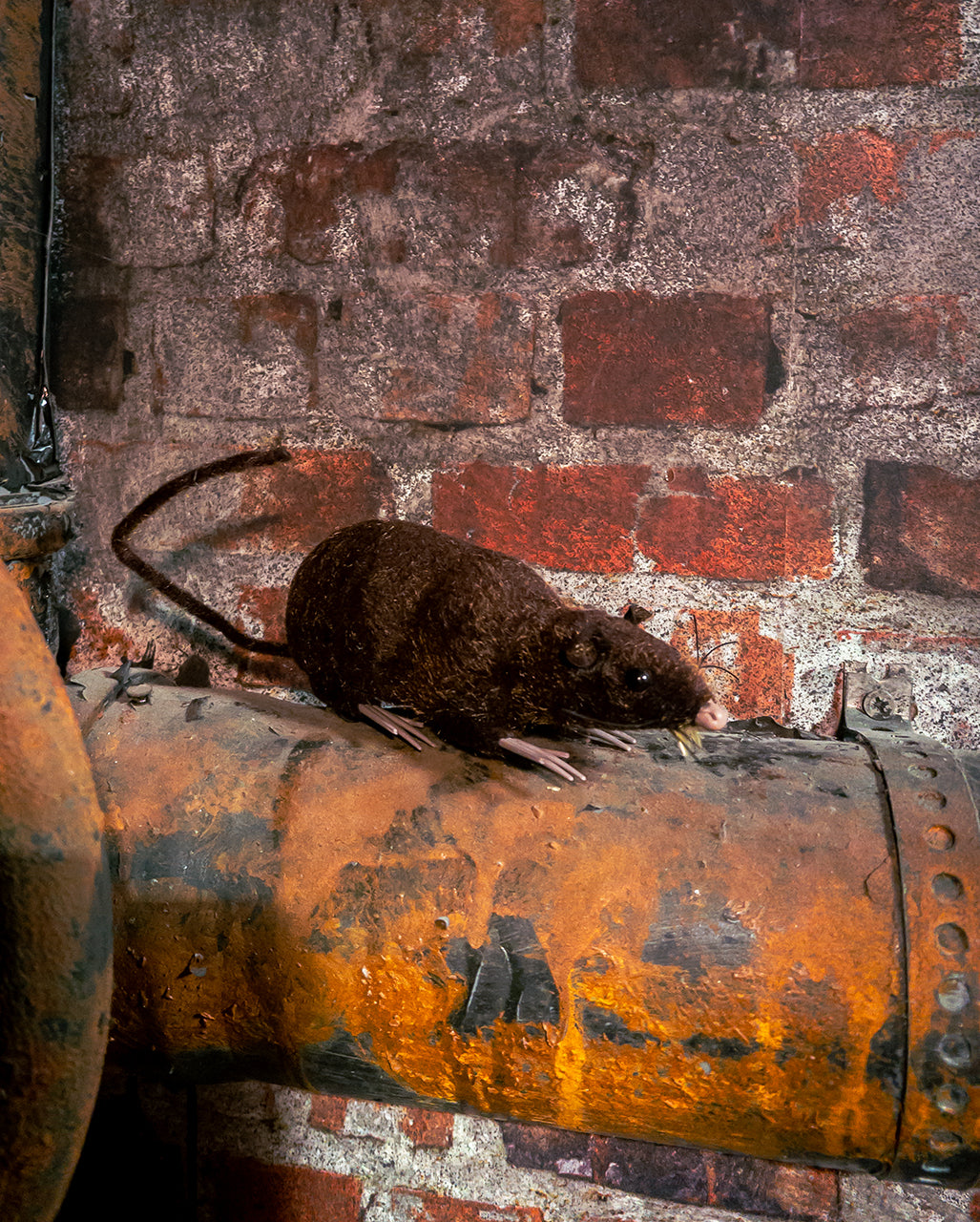 Sitzende Ratte mit Kunstfell 14cm