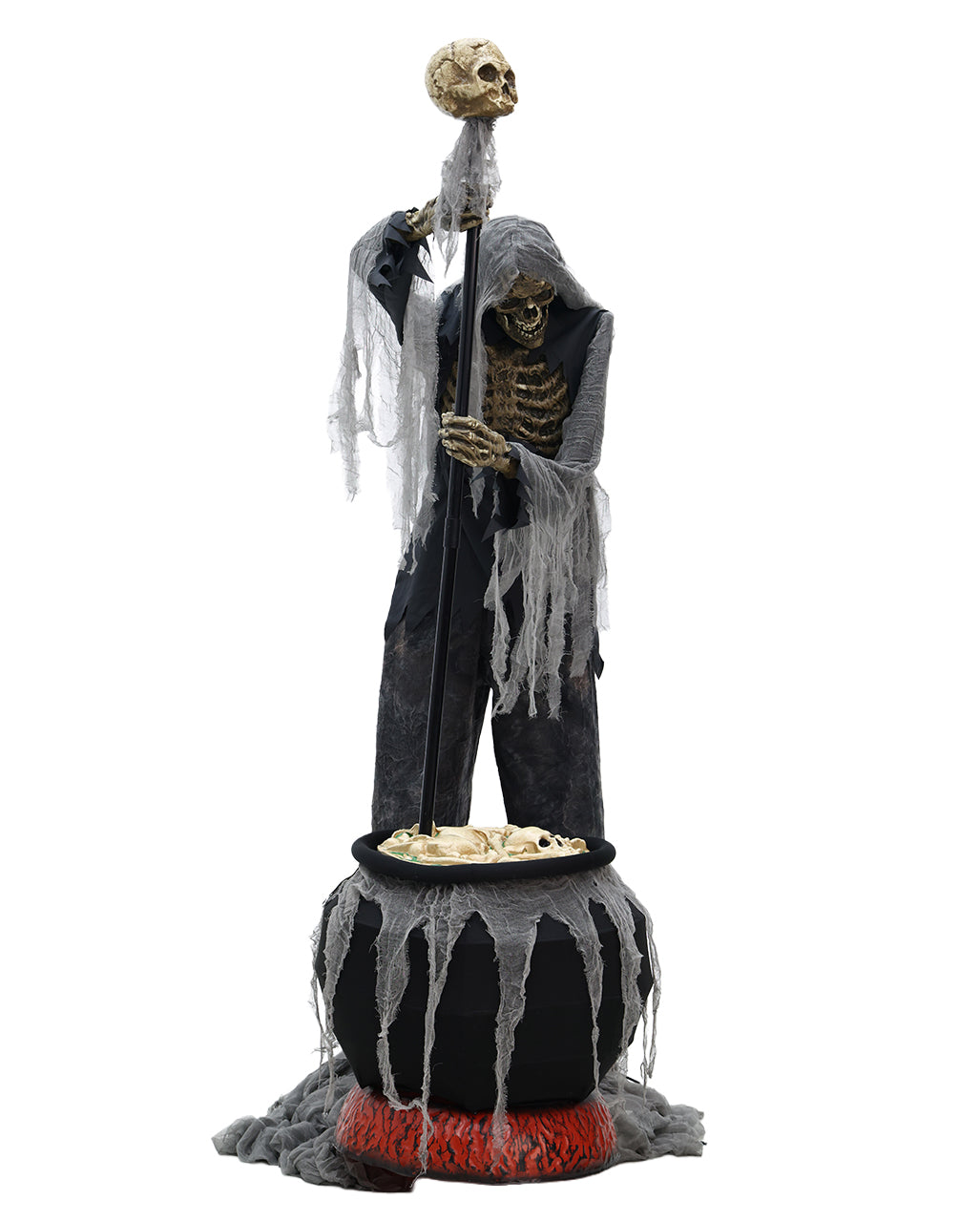Skelett Warlock mit Kessel Halloween Animatronic 182cm