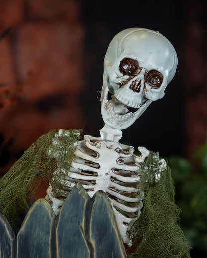 Skelett am Sargdeckel Halloween Animatronic 40cm