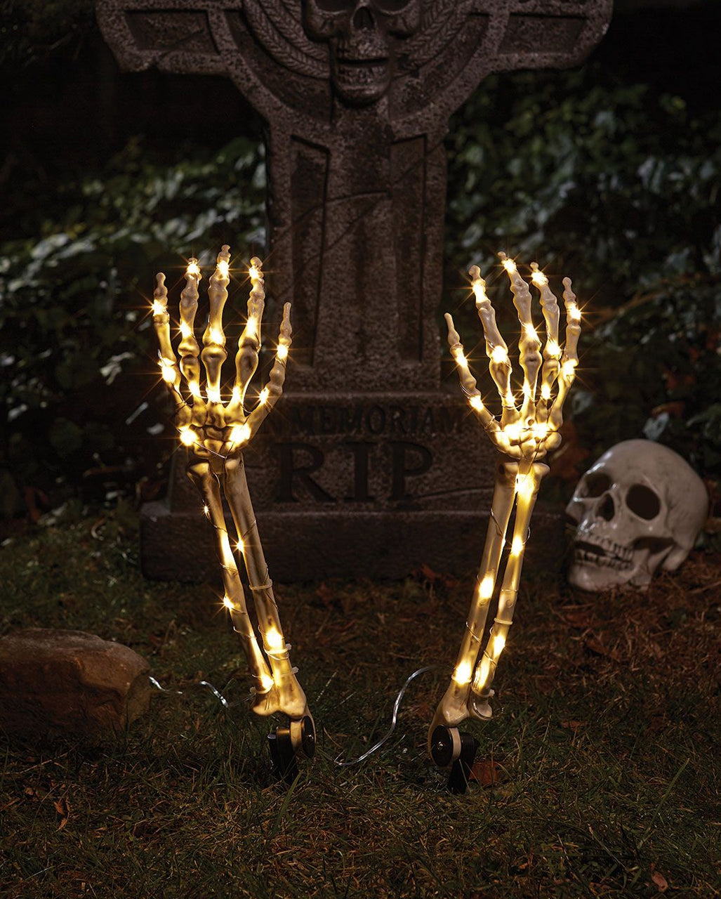 Skelett Arm Gartenstecker mit LED