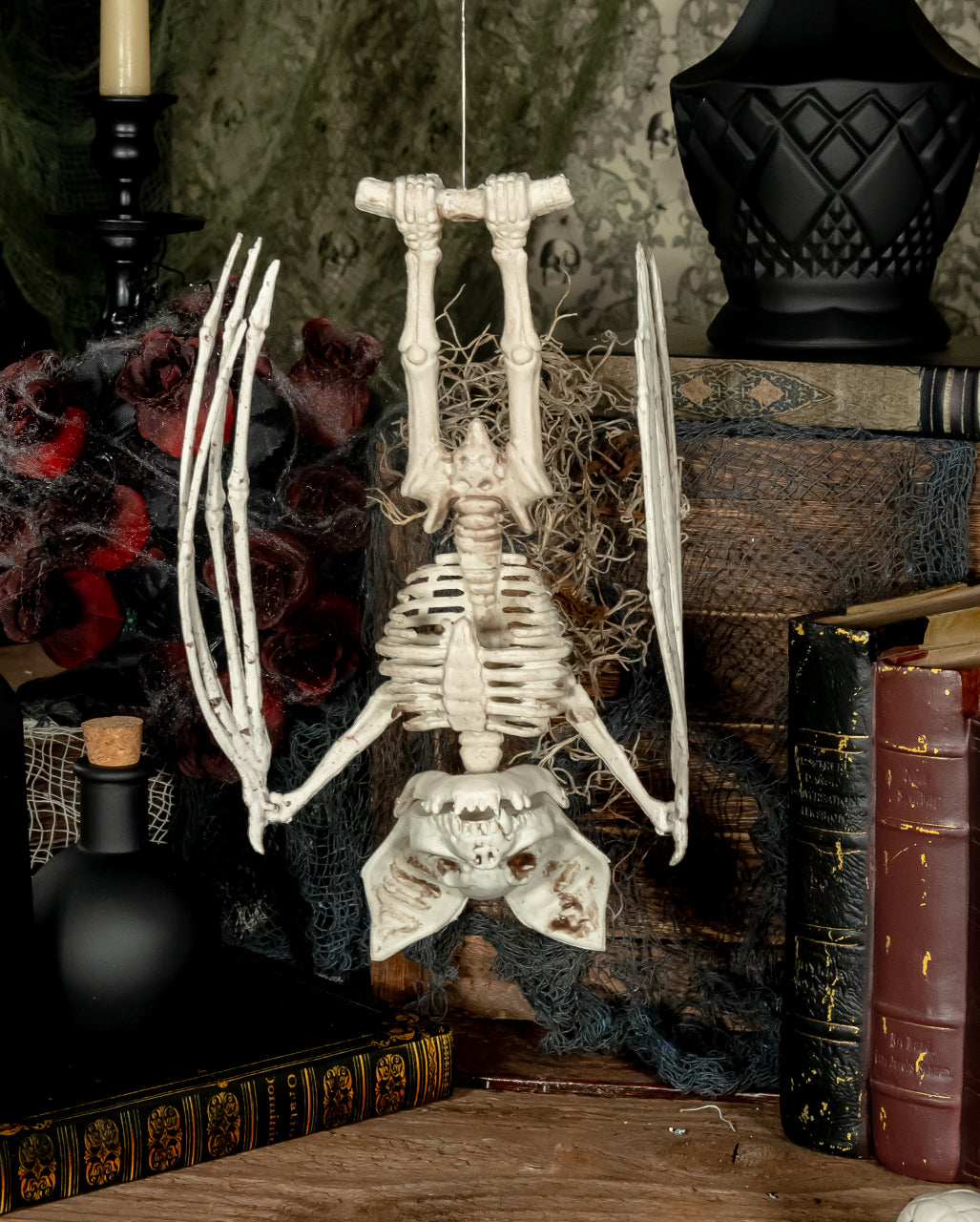 Skelett Fledermaus mit aufklappbaren Flügeln 27cm