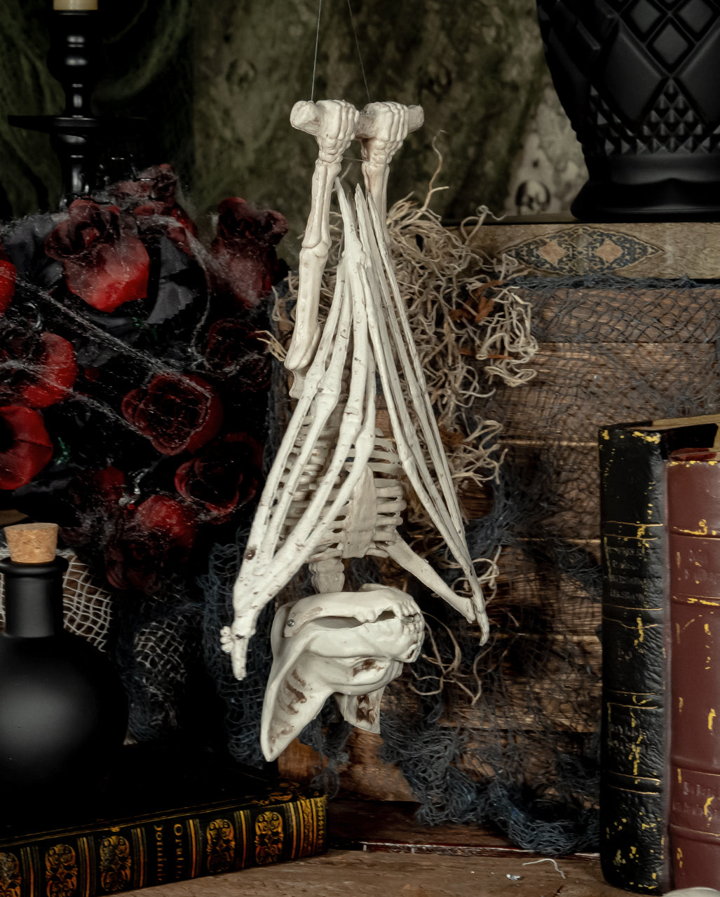 Skelett Fledermaus mit aufklappbaren Flügeln 27cm