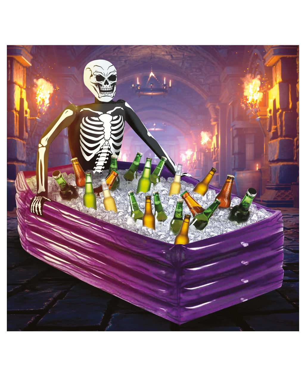Skeleton In Coffin Drink Cooler Inflatable 100x35cm