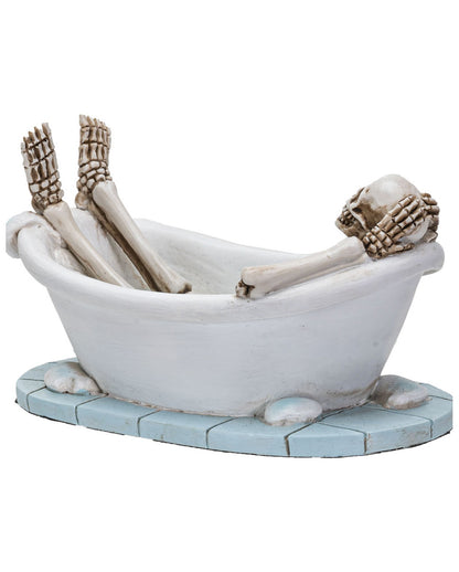 Skelett Figur in Badewanne