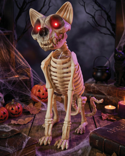 Skeleton Cat With Movement, Light & Sound 34cm