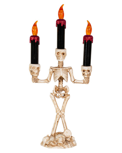 Skeleton Candlestick With 3 Glowing Candles