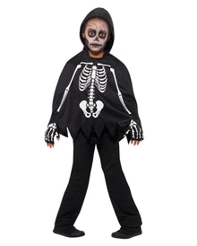 Kinder Poncho Skelett mit Handschuhe