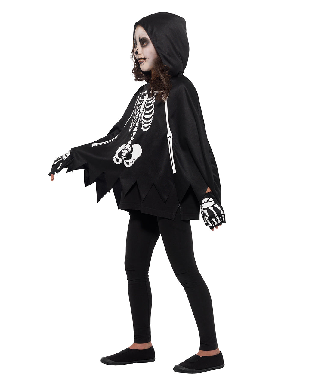 Kinder Poncho Skelett mit Handschuhe