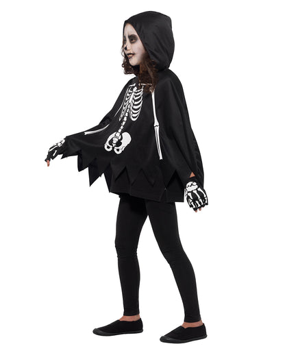 Kinder Poncho Skelett mit Handschuhe