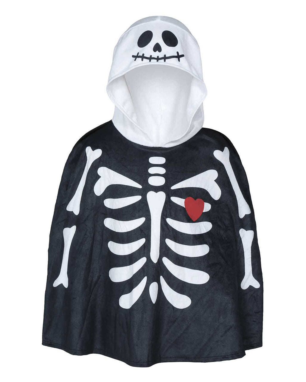 Skelett Kostüm Poncho mit Kapuze für Kleinkinder
