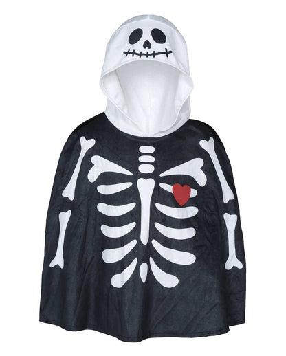 Skelett Kostüm Poncho mit Kapuze für Kleinkinder