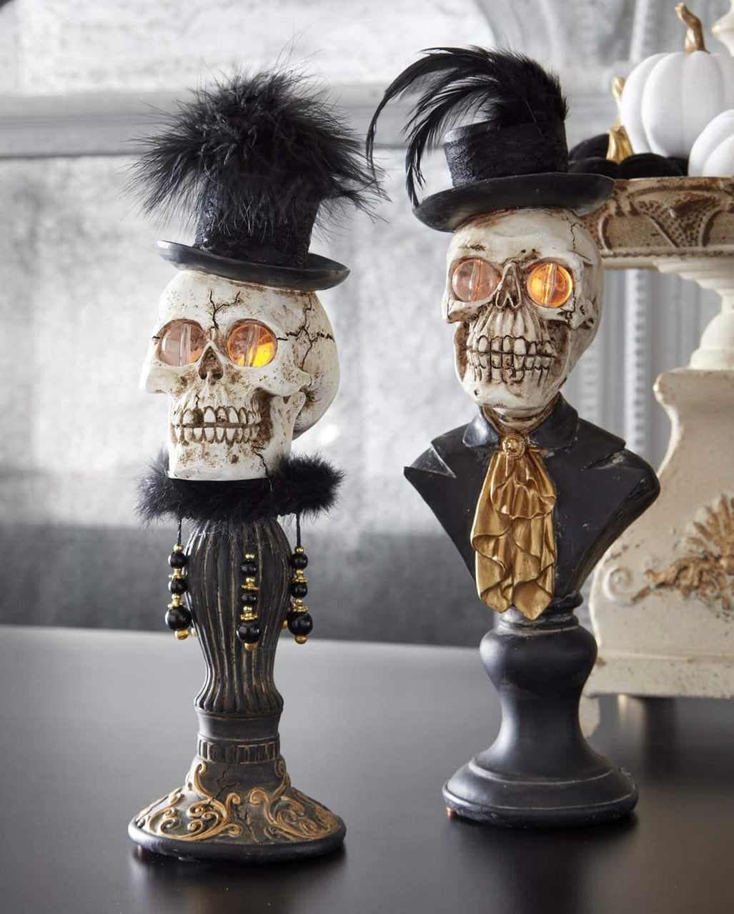 Mrs. Skelett Halloween Büste mit LED Augen 42cm