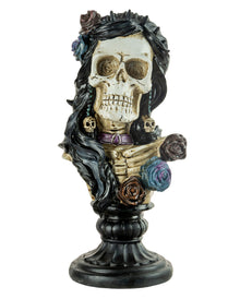 Skeleton Lady Bust With Roses & Skull 26,5cm