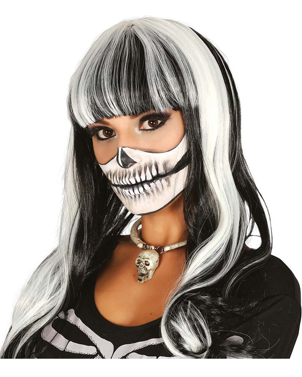 Skull Perücke schwarz-weiß
