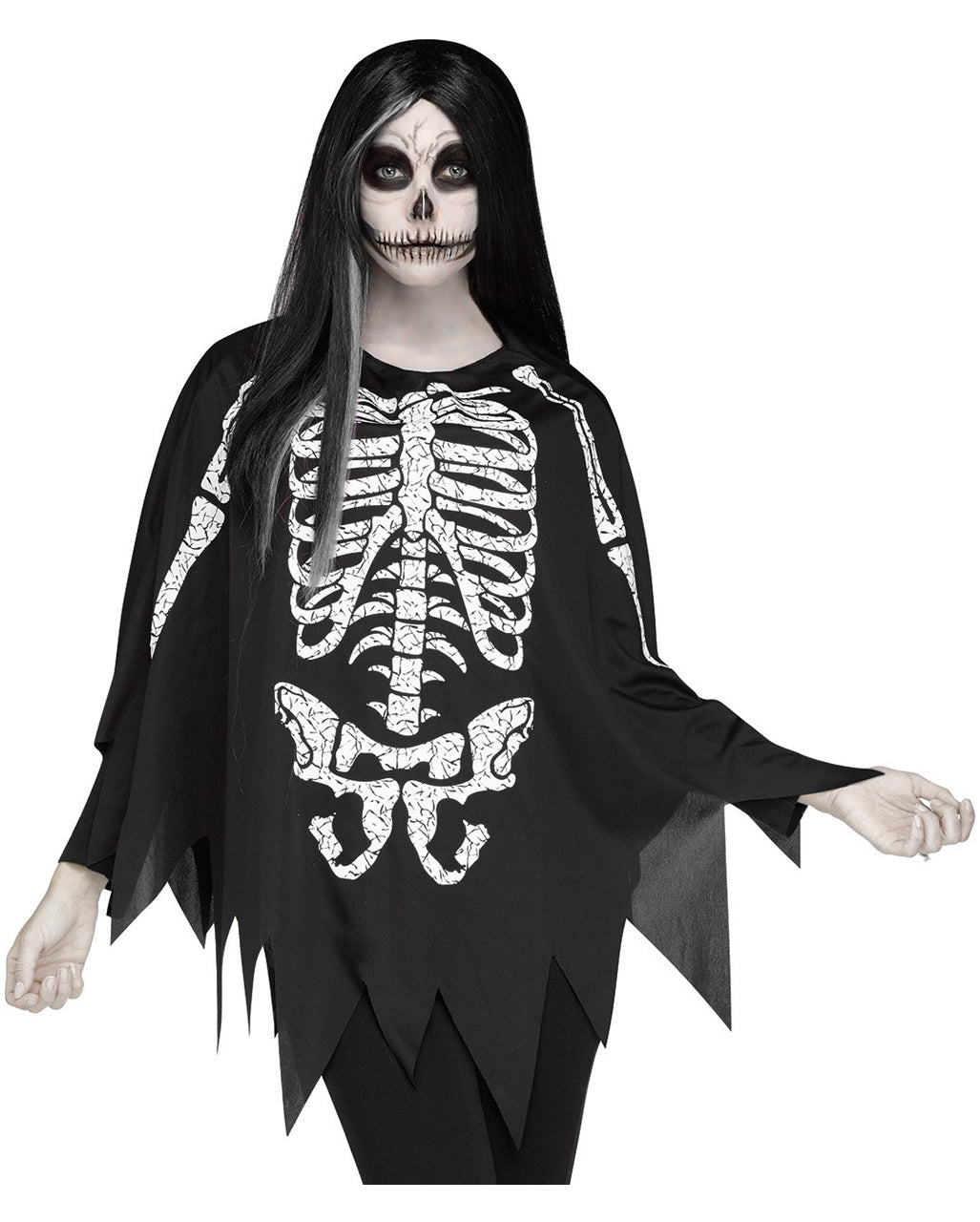 Skelett Kostüm-Poncho