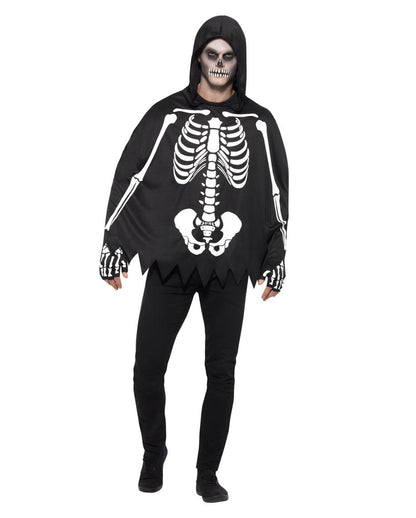 Skeleton Poncho Unisex With Gloves