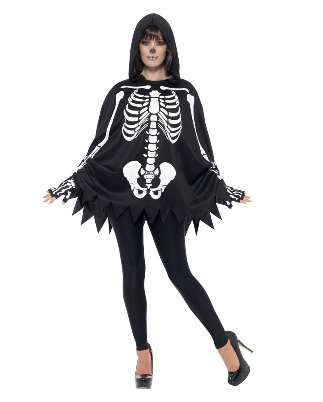 Skeleton Poncho Unisex With Gloves