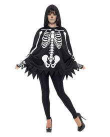 Unisex Skelett Poncho mit Handschuhen
