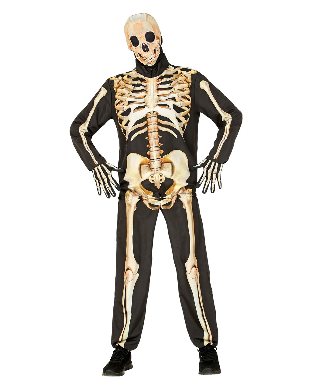 Skelett Schnellkostüm mit Maske & Handschuhe