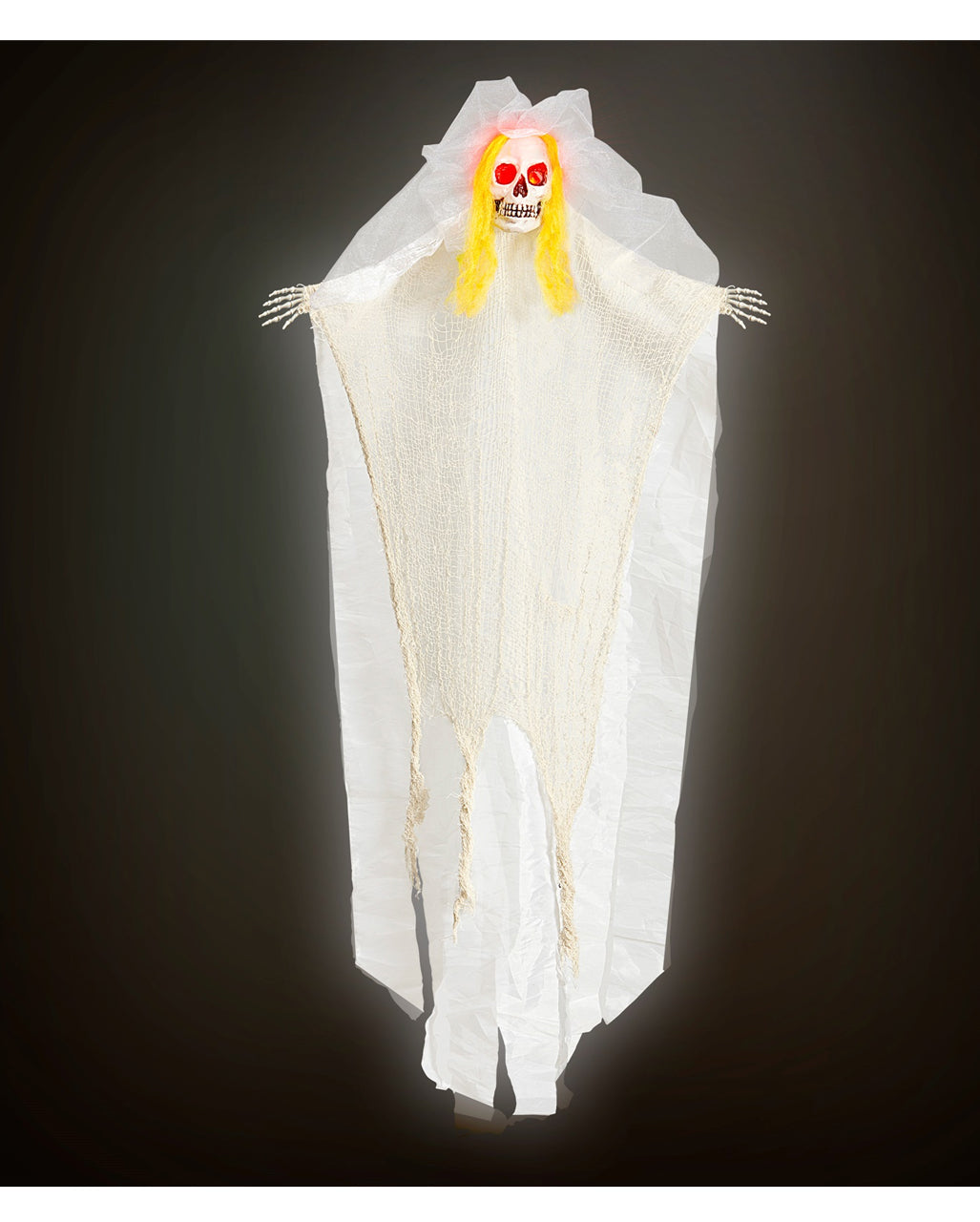 Skelettbraut mit leuchtendem Totenschädel 105cm