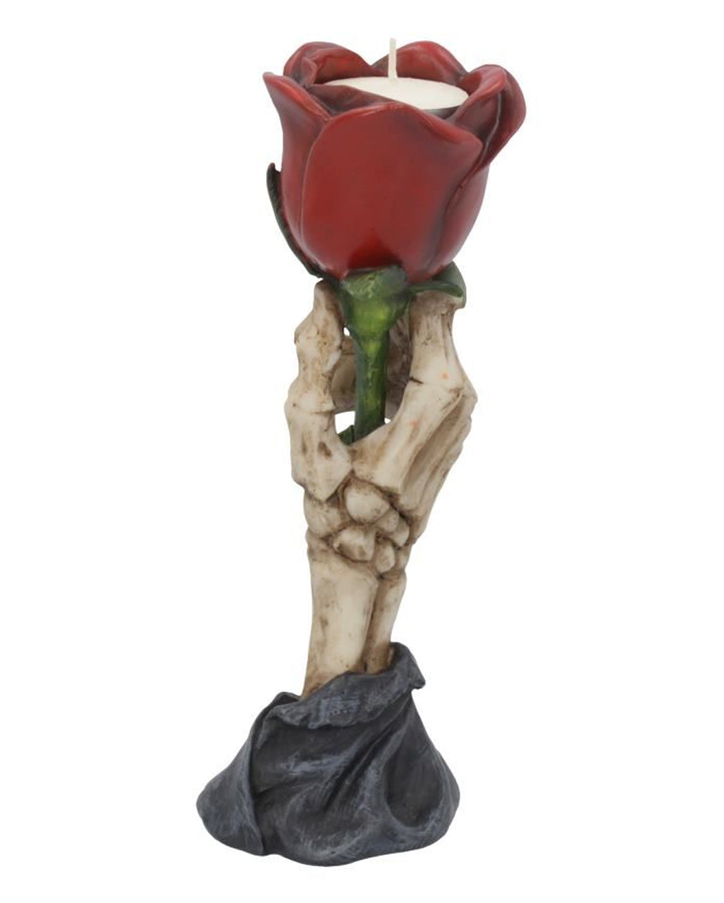 Skeletthand mit Rose Kerzenständer