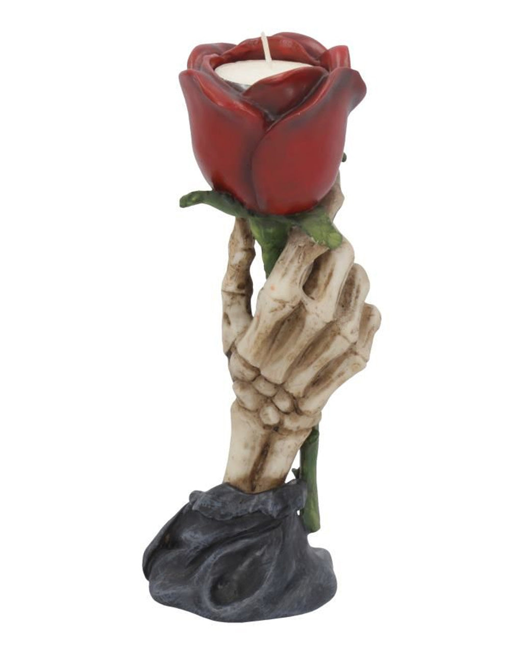 Skeletthand mit Rose Kerzenständer