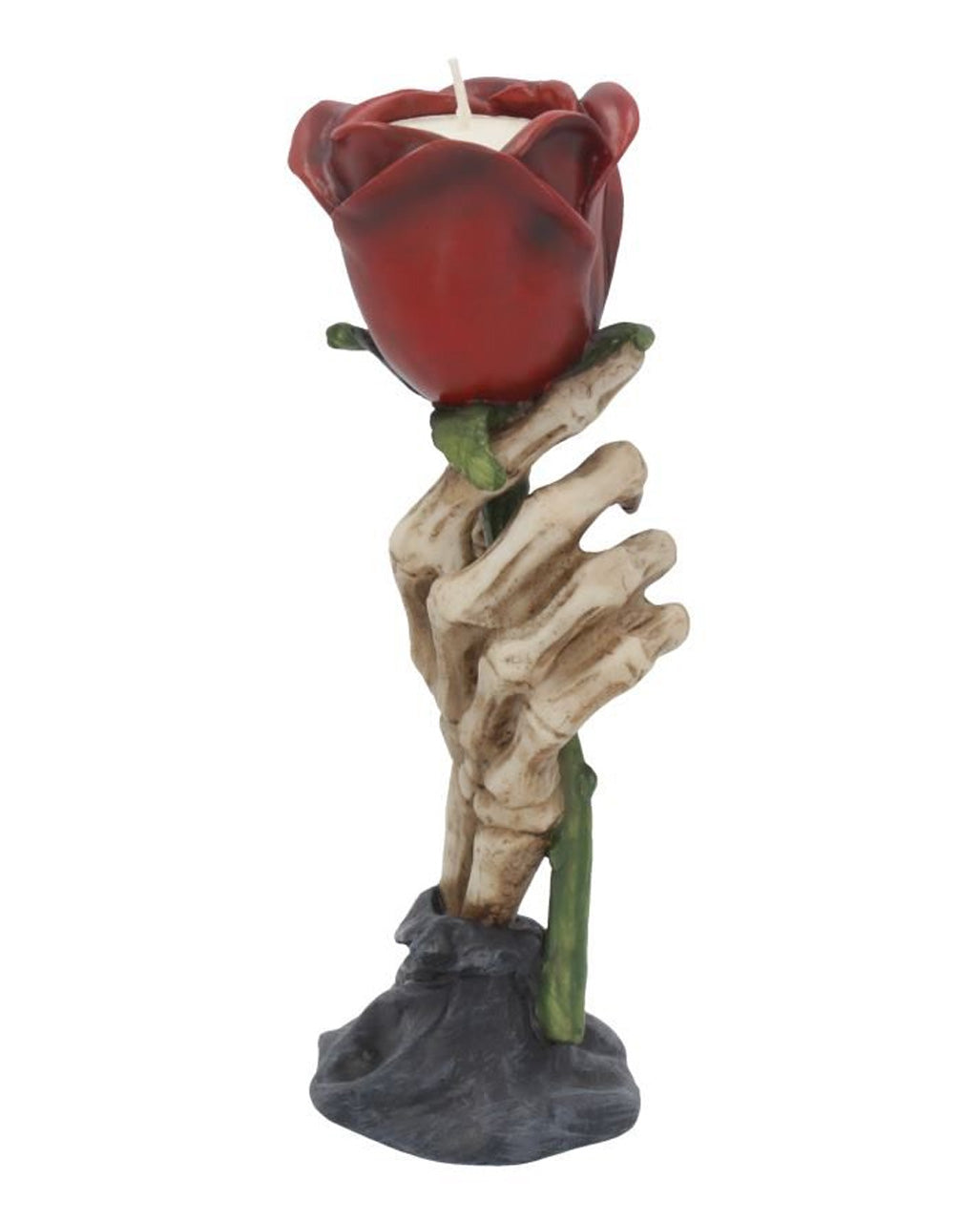 Skeletthand mit Rose Kerzenständer