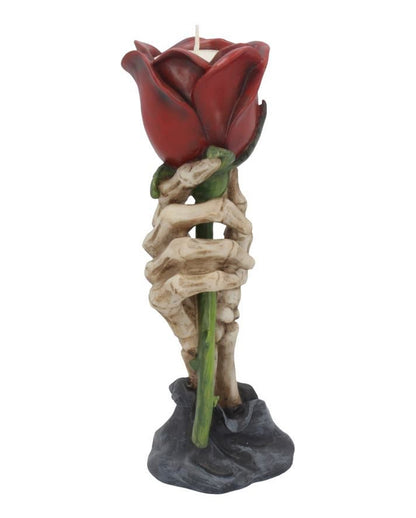 Skeletthand mit Rose Kerzenständer