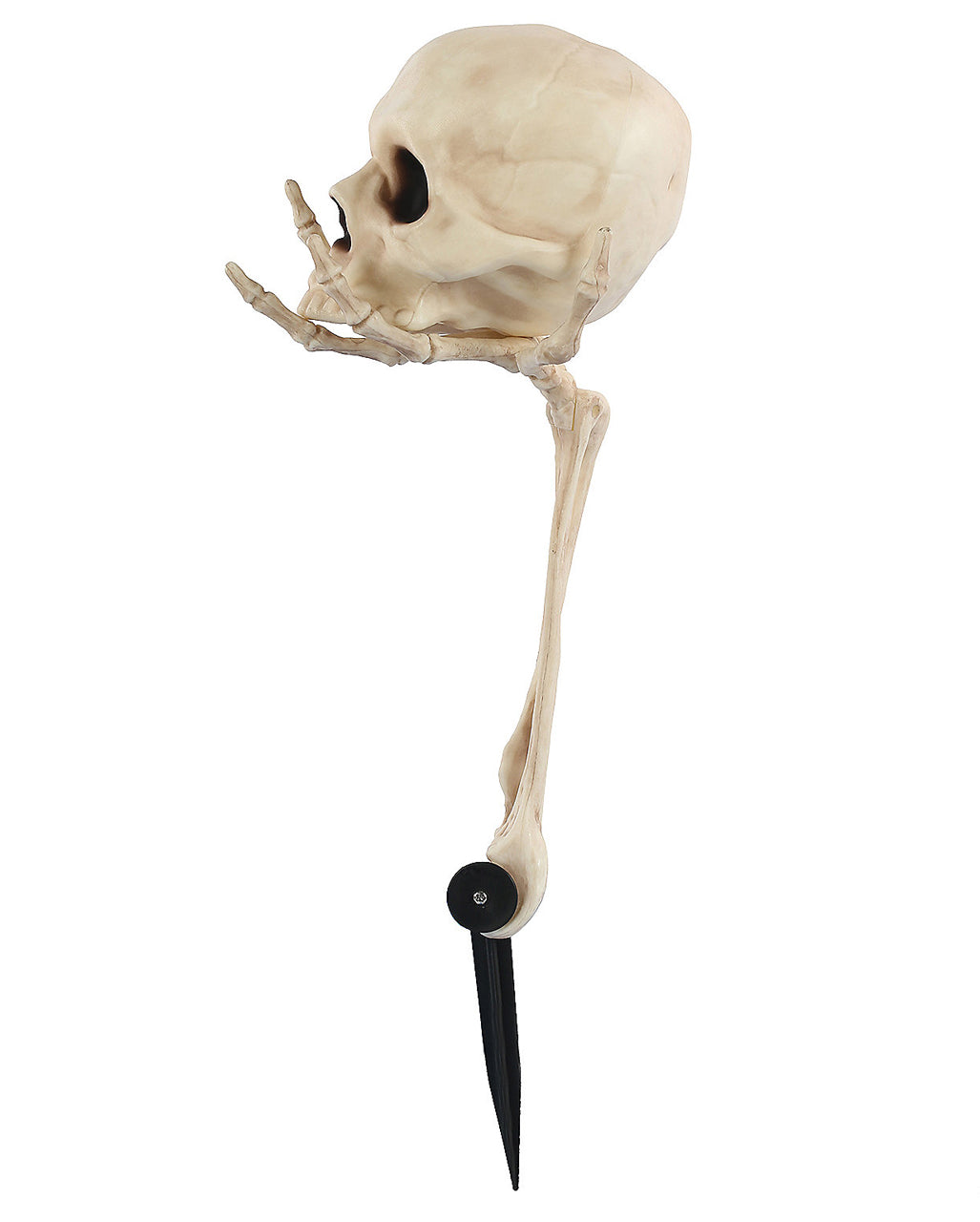 Skeletthand mit Totenkopf Gartenstecker