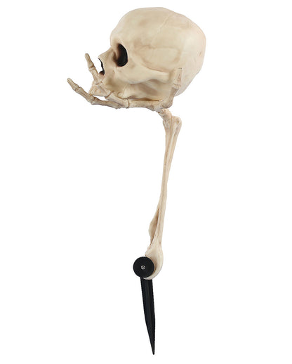 Skeletthand mit Totenkopf Gartenstecker