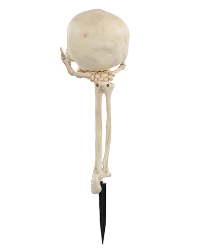 Skeletthand mit Totenkopf Gartenstecker