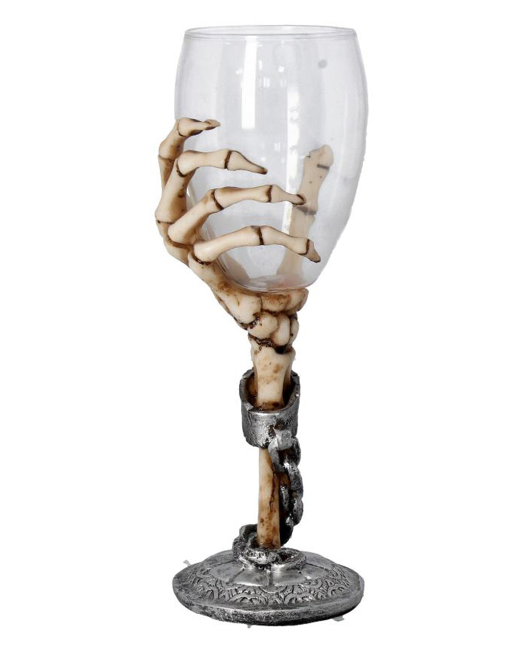 Knochenhand mit Trinkglas 21cm