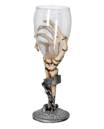 Knochenhand mit Trinkglas 21cm