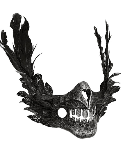 Maske Skelettmund mit Federn