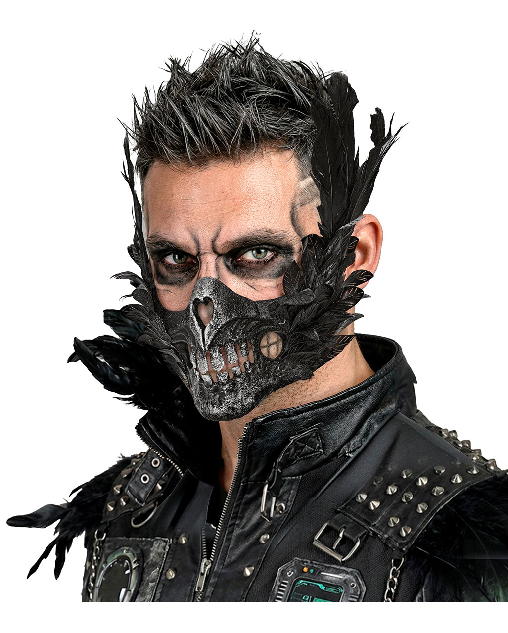 Maske Skelettmund mit Federn
