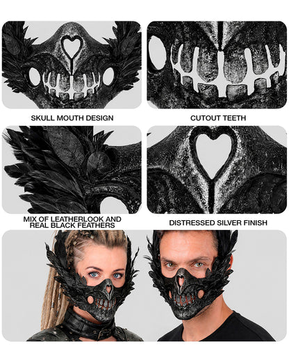 Maske Skelettmund mit Federn