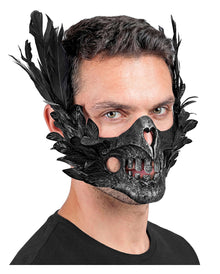Maske Skelettmund mit Federn