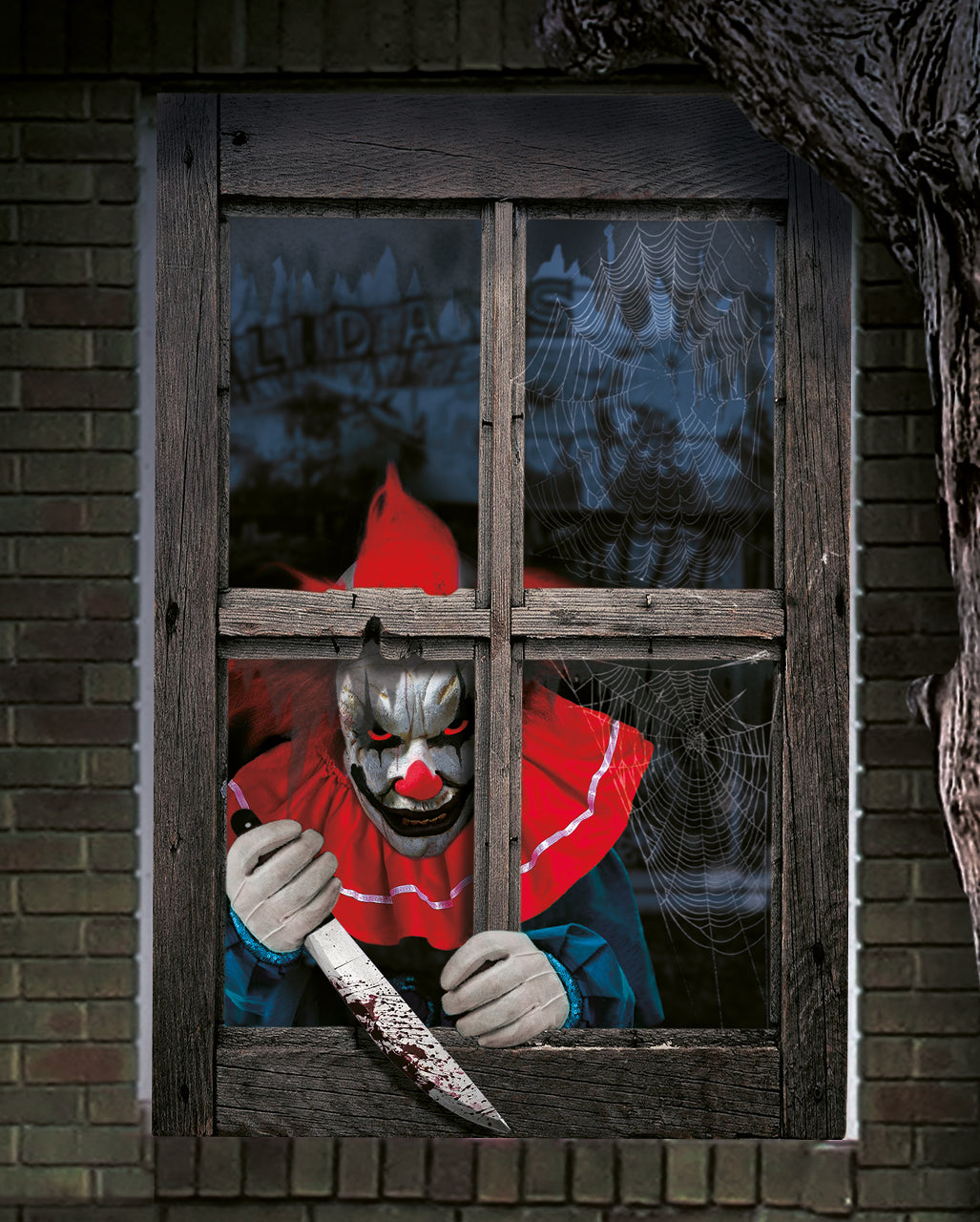 Killer Clown Halloween Fake Fenster Deko 80x120cm