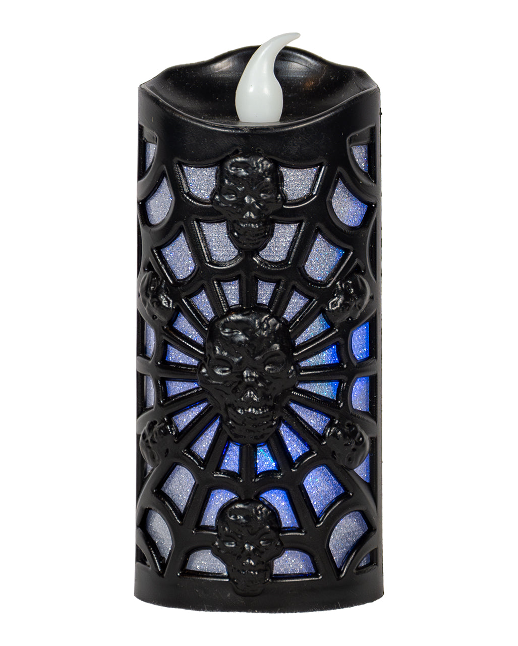 Spiderweb Skull LED Kerze 10,5cm