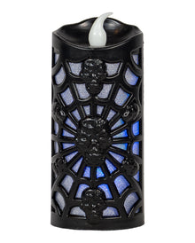 Spiderweb Skull LED Kerze 10,5cm