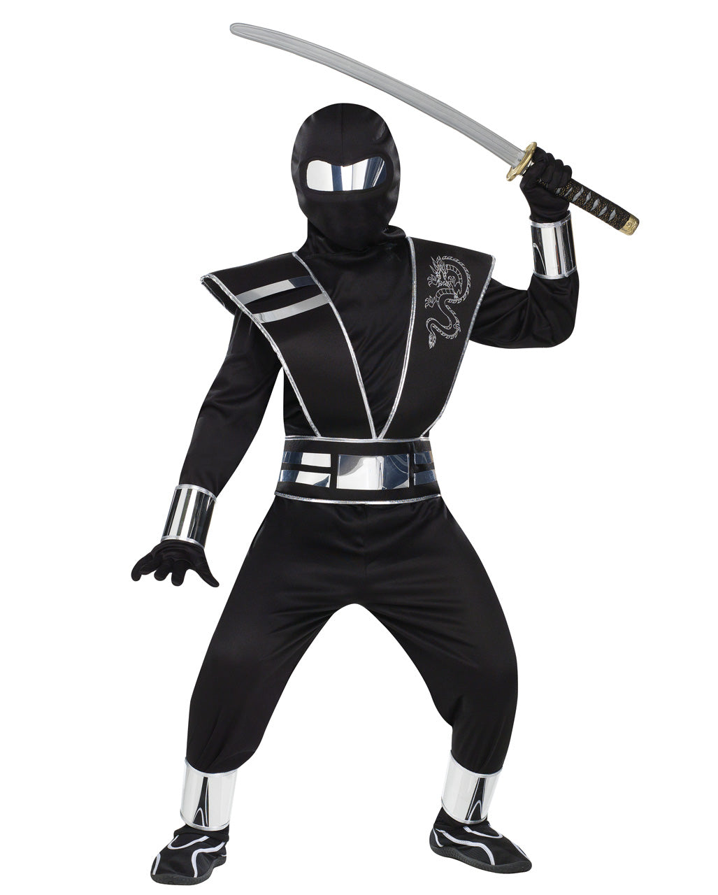Kinder Ninja Kostüm mit Spiegel Effekt